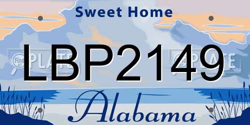 LBP2149 Alabama License Plate