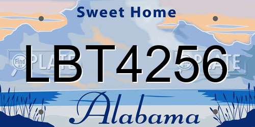 LBT4256 Alabama License Plate