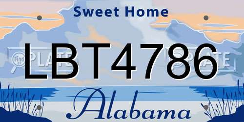LBT4786 Alabama License Plate