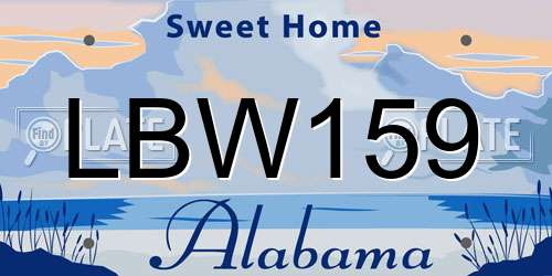 LBW159 Alabama License Plate