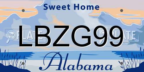 LBZG99 Alabama License Plate