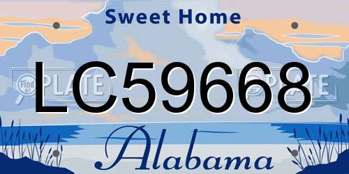 LC59668 Alabama License Plate
