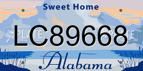 LC89668 Alabama License Plate