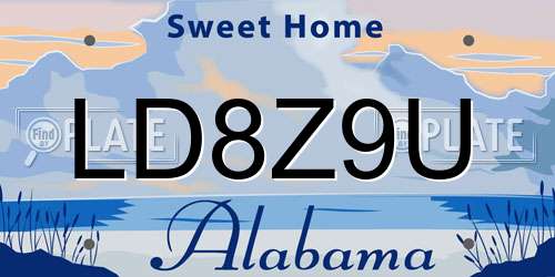 LD8Z9U Alabama License Plate