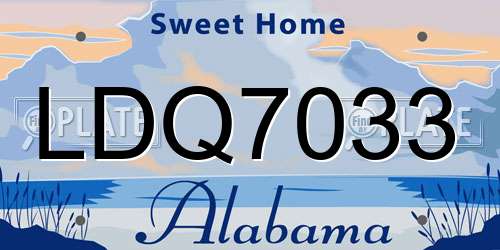 LDQ7033 Alabama License Plate