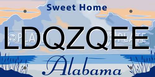LDQZQEE Alabama License Plate