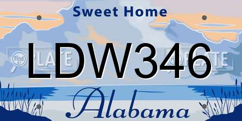 LDW346 Alabama License Plate