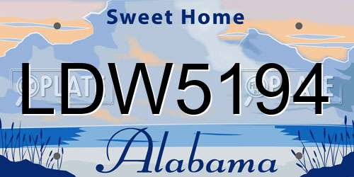 LDW5194 Alabama License Plate
