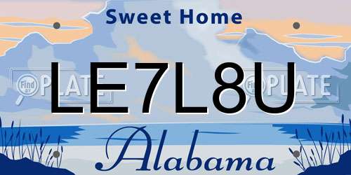 LE7L8U Alabama License Plate