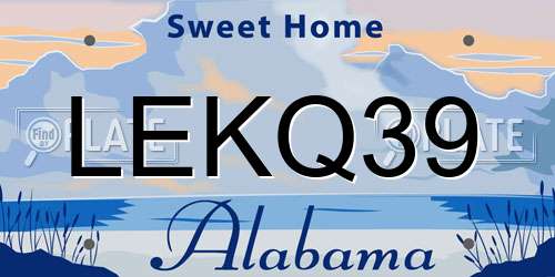 LEKQ39 Alabama License Plate