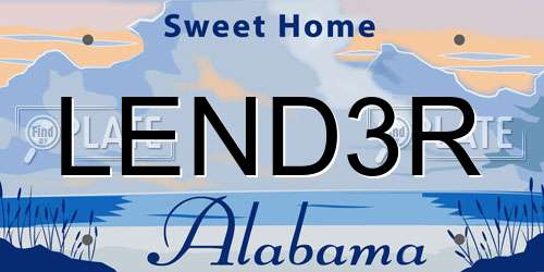 LEND3R Alabama License Plate