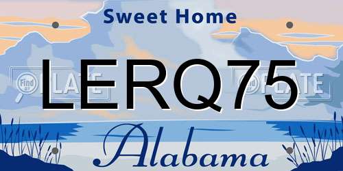 LERQ75 Alabama License Plate