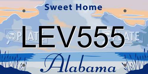 LEV555 Alabama License Plate