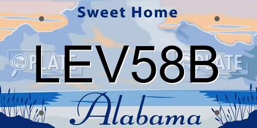 LEV58B Alabama License Plate