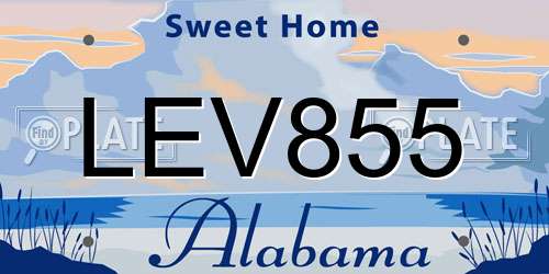 LEV855 Alabama License Plate