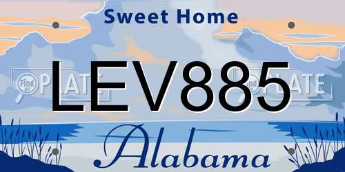 LEV885 Alabama License Plate