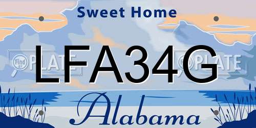 LFA34G Alabama License Plate