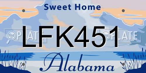 LFK451 Alabama License Plate