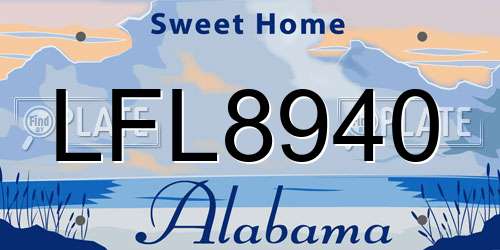LFL8940 Alabama License Plate