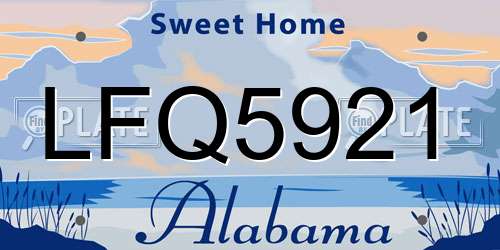 LFQ5921 Alabama License Plate