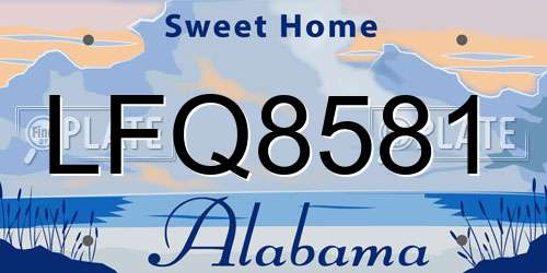 LFQ8581 Alabama License Plate