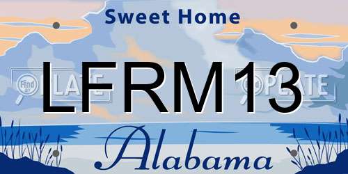 LFRM13 Alabama License Plate