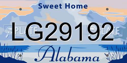 LG29192 Alabama License Plate