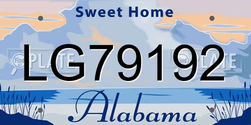 LG79192 Alabama License Plate