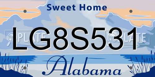 LG8S531 Alabama License Plate