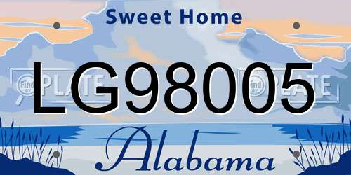 LG98005 Alabama License Plate