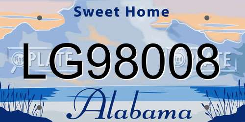 LG98008 Alabama License Plate