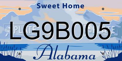 LG9B005 Alabama License Plate