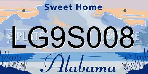 LG9S008 Alabama License Plate
