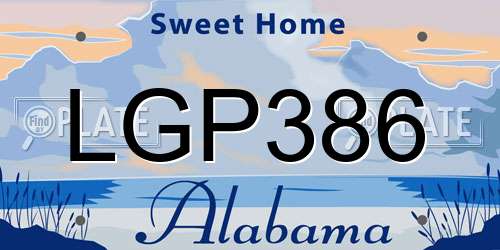 LGP386 Alabama License Plate