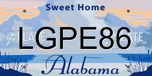 LGPE86 Alabama License Plate