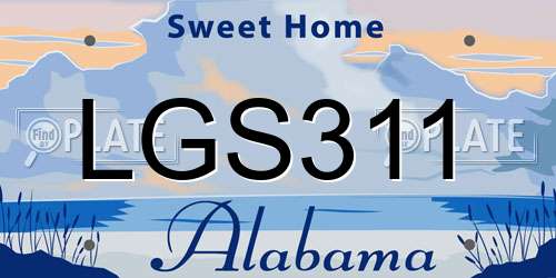 LGS311 Alabama License Plate