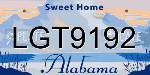 LGT9192 Alabama License Plate
