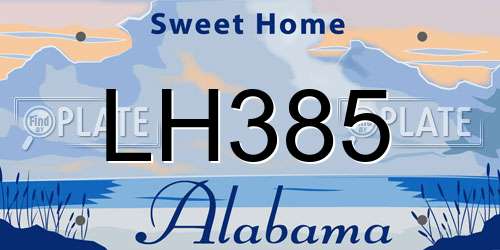 LH385 Alabama License Plate