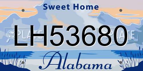 LH53680 Alabama License Plate