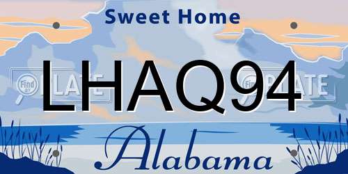 LHAQ94 Alabama License Plate