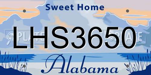 LHS3650 Alabama License Plate