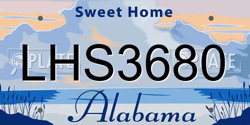 LHS3680 Alabama License Plate