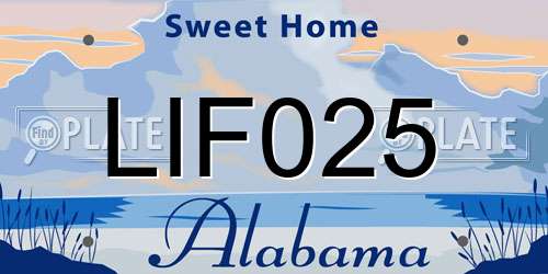 LIF025 Alabama License Plate