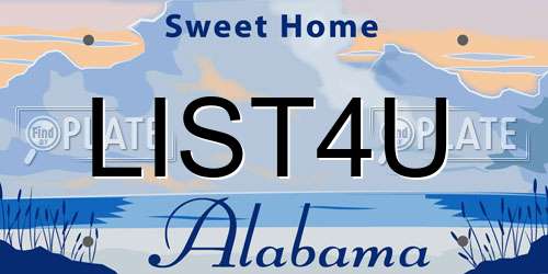 LIST4U Alabama License Plate