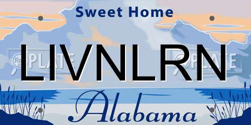 LIVNLRN Alabama License Plate