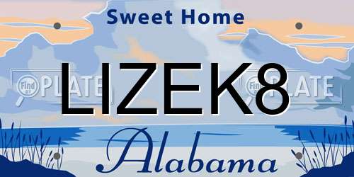 LIZEK8 Alabama License Plate