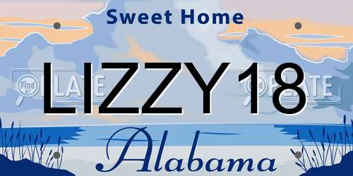 LIZZY18 Alabama License Plate