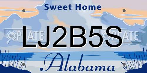 LJ2B5S Alabama License Plate