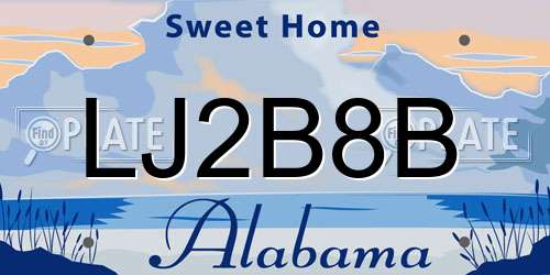 LJ2B8B Alabama License Plate