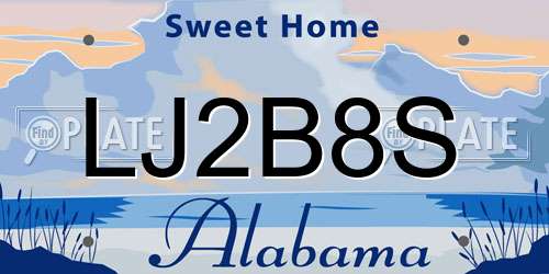LJ2B8S Alabama License Plate